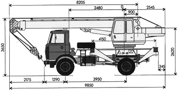 Размерный чертеж автокрана КС-3577-3