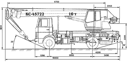 Размерный чертеж автокрана КС-45722